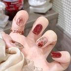 Press-On Nail Set Floral & Gem Accents Easy Application