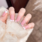 Press-On Nail Set Floral & Gem Accents Easy Application