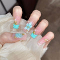Press-On Nail Set Floral & Gem Accents Easy Application