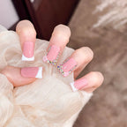 Press-On Nail Set Floral & Gem Accents Easy Application