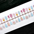 Press-On Nail Set Floral & Gem Accents Easy Application