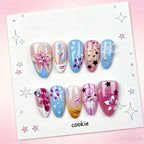 Press-On Nail Set Floral & Gem Accents Easy Application