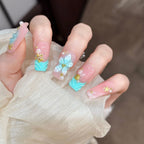 Press-On Nail Set Floral & Gem Accents Easy Application