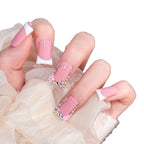 Press-On Nail Set Floral & Gem Accents Easy Application