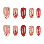 Press-On Nail Set Floral & Gem Accents Glue-Free