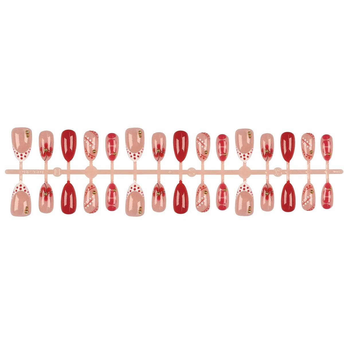 Press-On Nail Set Floral & Gem Accents Glue-Free