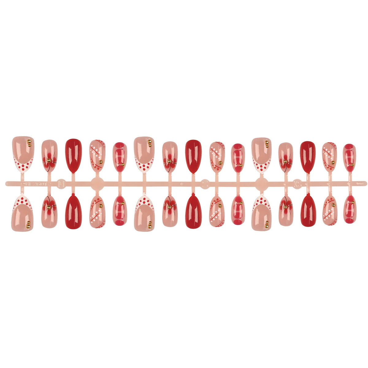 Press-On Nail Set Floral & Gem Accents Glue-Free