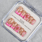 Press-On Nail Set Floral & Gem Accents Glue-Free Multiple Sizes