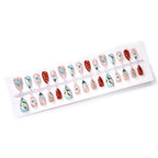 Press-On Nail Set Floral & Gem Accents Multiple Sizes