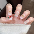 Press-On Nail Set Floral & Gem Accents Peel And Stick