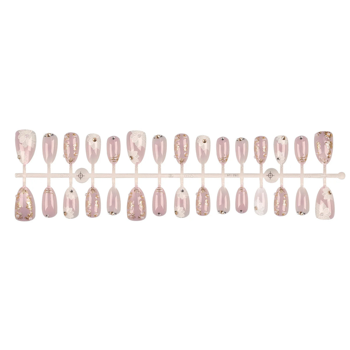 Press-On Nail Set Floral Gem Accents Self-Adhesive & Reusable