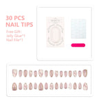 Press-On Nail Set Floral Gem Accents Self-Adhesive & Reusable