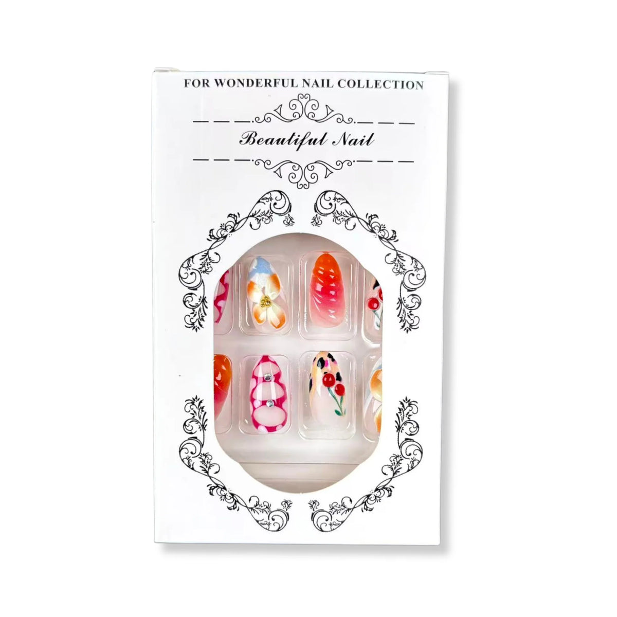 Press-On Nail Set Floral & Gem Designs Adhesive Tabs