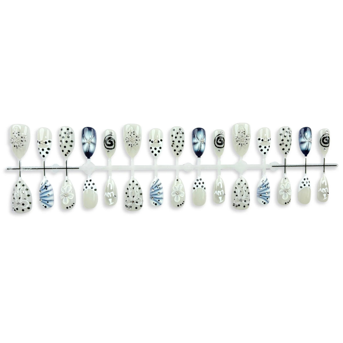 Press-On Nail Set Floral & Gem Designs Easy Application