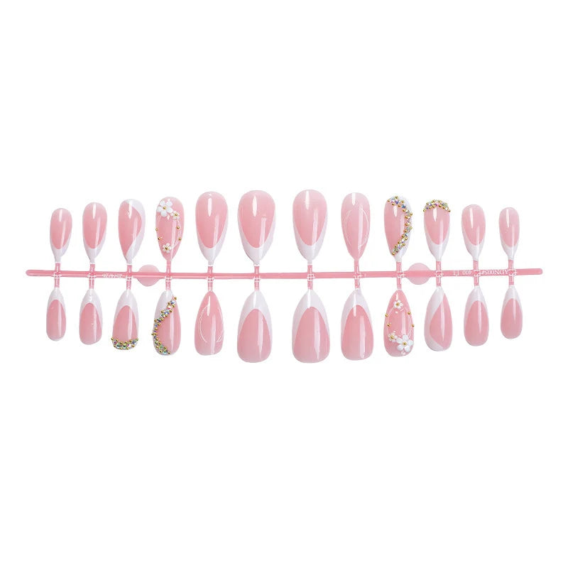 Press-On Nail Set Floral & Gem Embellished Adhesive Tabs