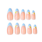 Press-On Nail Set Floral & Gem-Embellished Easy Application