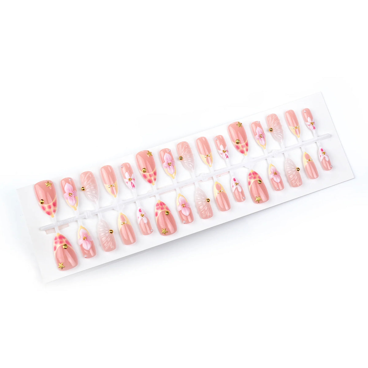 Press-On Nail Set Floral Gem-Embellished & Easy Application