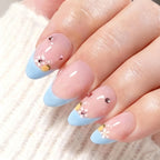 Press-On Nail Set Floral & Gem-Embellished Easy Application