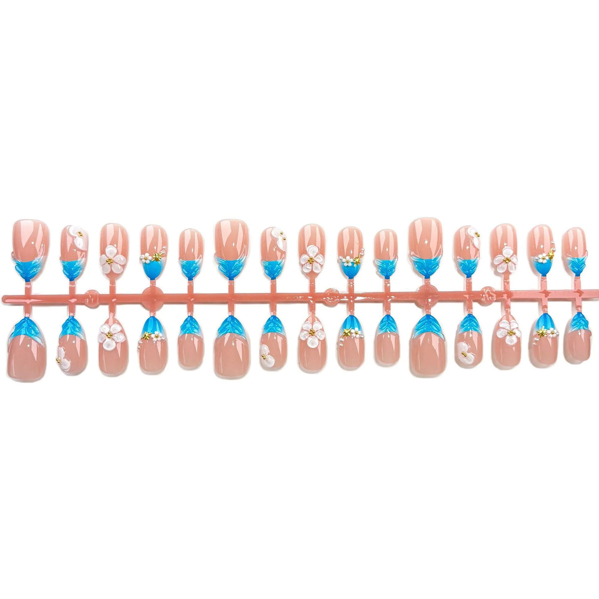 Press-On Nail Set Floral Gem Embellished Easy Application