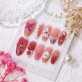 Press-On Nail Set Floral Gem Embellished Easy Apply & Reusable