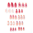 Press-On Nail Set Floral Gem Embellished Easy Apply & Reusable