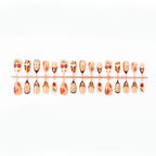Press-On Nail Set Floral & Gem-Embellished Long-Lasting
