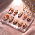 Press-On Nail Set Floral & Gem-Embellished Long-Lasting