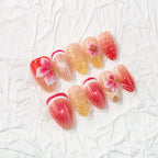 Press-On Nail Set Floral & Gem Embellished Self-Adhesive
