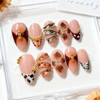 Press-On Nail Set Floral & Gem Embellishments Easy Application