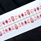 Press-On Nail Set Floral & Gem Embellishments Reusable