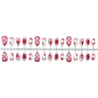Press-On Nail Set Floral & Gem Embellishments Reusable