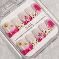 Press-On Nail Set Floral Gem & Gold Accents Multiple Sizes