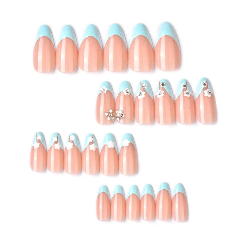 Press-On Nail Set Floral Gems Reusable