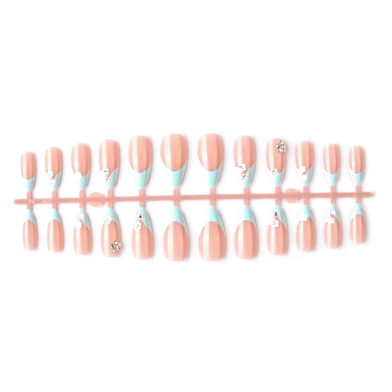 Press-On Nail Set Floral Gems Reusable