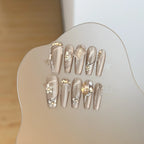 Press-On Nail Set Floral & Gemstone Accents Long-Lasting