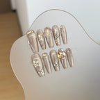 Press-On Nail Set Floral & Gemstone Accents Long-Lasting