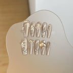 Press-On Nail Set Floral & Gemstone Accents Long-Lasting