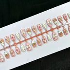 Press-On Nail Set Floral & Gemstone Accents Multiple Sizes