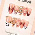Press-On Nail Set Floral & Gemstone Accents Self-Adhesive