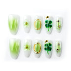 Press-On Nail Set Floral & Gemstone Easy Application