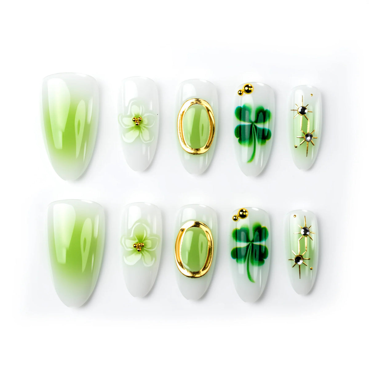 Press-On Nail Set Floral & Gemstone Easy Application