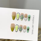 Press-On Nail Set Floral & Gemstone Gel-Look