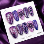 Press-On Nail Set Floral & Gemstone Peel-And-Stick Long-Lasting