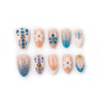 Press-On Nail Set Floral & Geometric Designs Long-Lasting Wear