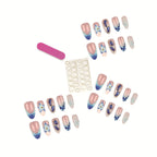 Press-On Nail Set Floral & Geometric Durable & Reusable