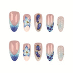 Press-On Nail Set Floral & Geometric Durable & Reusable