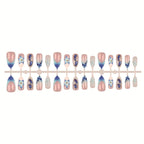 Press-On Nail Set Floral & Geometric Durable & Reusable