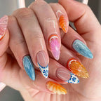 Press-On Nail Set Floral & Geometric Easy Application