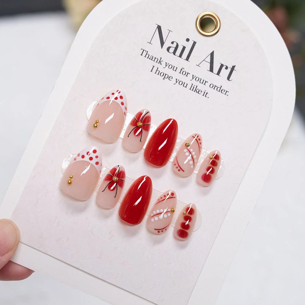 Press-On Nail Set Floral & Geometric Easy Application