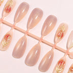 Press-On Nail Set Floral & Gilded Accents No Glue